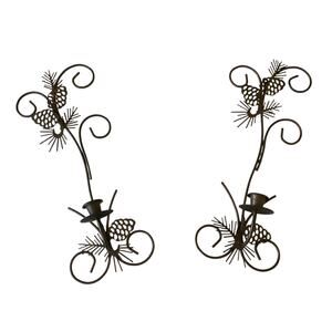 Burnished Metal Wall Sconce Candle Holder Pine Cone Pair Vintage